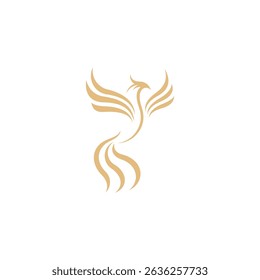 phoenix bird logo with luxurious gold color