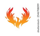 Phoenix bird logo. Rising Phoenix vector isolated. Gradient logo illustration. Bird logo. Fire bird illustration. Eagle falcon soaring Logotype concept icon.