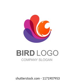 Phoenix bird logo with a simple look,colorful icon