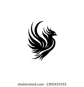 Phoenix bird logo vector illustration, modern black and white style