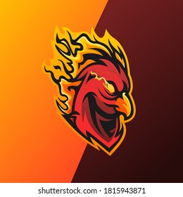 phoenix bird mascot esport gaming logo design illustration