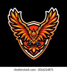 Phoenix bird mascot. esport logo design