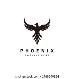 Phoenix bird minimalist logo design vector illustration