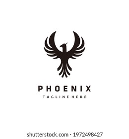 Phoenix bird minimalist logo design vector illustration	