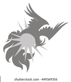 Phoenix bird. Monochrome vector image