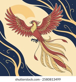 phoenix bird on background executed in vector style