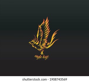 phoenix bird on black background. hand drawn art of fire birds.