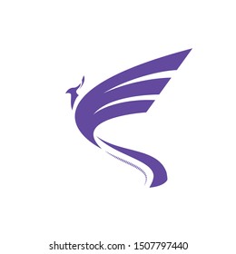 Phoenix bird rising purple logo vector icon graphics design