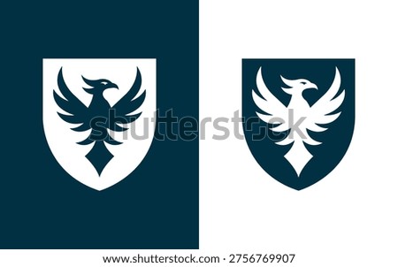 Phoenix Bird Shield Power Security Logo Design