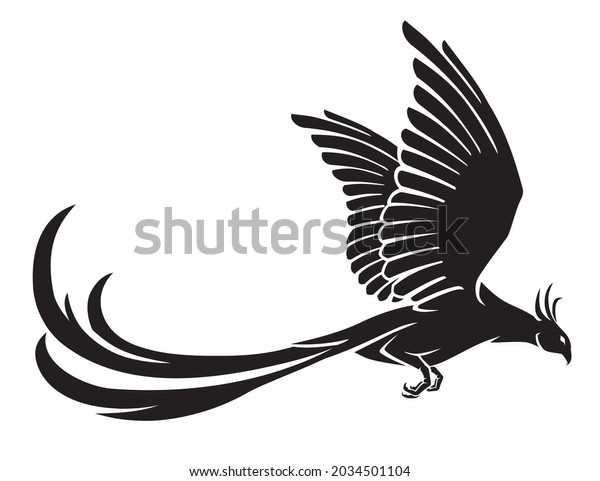 Phoenix Bird Side View Silhouette Fantasy Stock Vector (Royalty Free ...