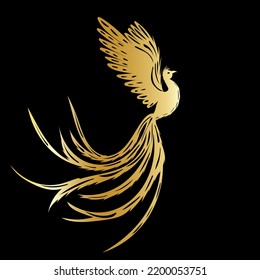 phoenix bird silhouette isolated, vector