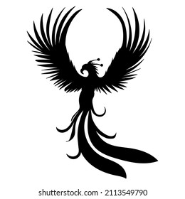 phoenix bird silhouette, on white background, vector