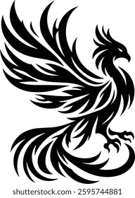 Phoenix bird silhouette, Tribal Phoenix bird Tattoo, Design, art