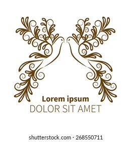Phoenix Bird in style with vintage elements.Logo, icon, emblem, template