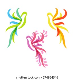 Phoenix Bird in style with vintage elements.Logo, icon, emblem, template