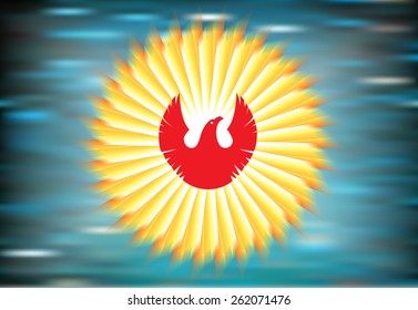 Phoenix bird and sun background