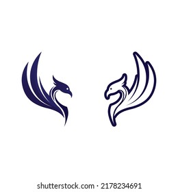 phoenix bird symbol and logo design vector illustration