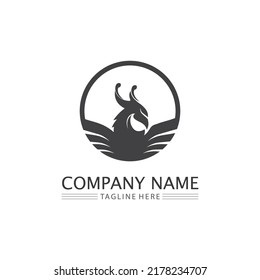 phoenix bird symbol and logo design vector illustration