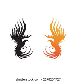 phoenix bird symbol and logo design vector illustration