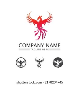 phoenix bird symbol and logo design vector illustration