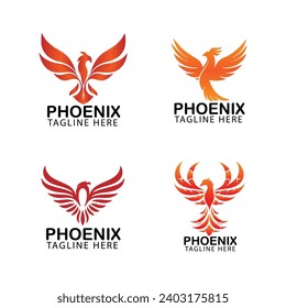 Phoenix bird symbol and logo design vector illustration