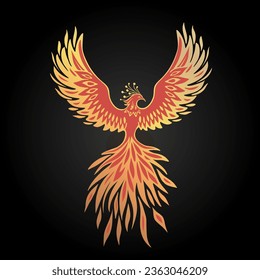 Phoenixvogel, Vektorgrafik. Feuervogel.