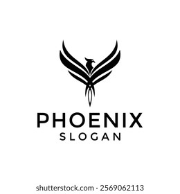 Phoenix Bird Vector Illustration Black and white logo artwork.