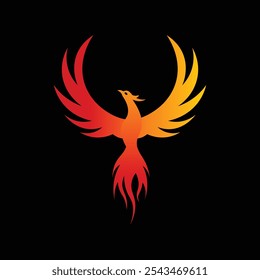 Vector de pájaro de Phoenix aislado. Fénix en ascenso. Ilustración de logo degradado. Logotipo del pájaro. Ilustración de pájaro de fuego. Halcón águila alzando icono de concepto de Logotipo.