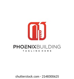 phoenix bird vector logo building