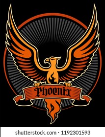 Phoenix bird, vector logo design.