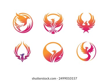 Diseño del logotipo del Vector del pájaro de Phoenix. Concepto de diseño del logotipo del pájaro de Phoenix. Diseño creativo del logotipo del ave de Phoenix.