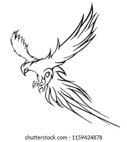 Phoenix bird vector silhouette. Sharp and dynamic line work with bold black pen style.