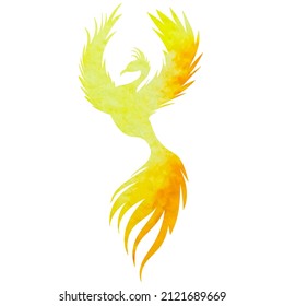 phoenix bird watercolor silhouette ,on white background,isolated vector