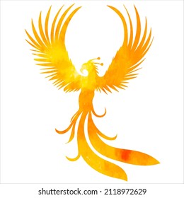 phoenix bird watercolor silhouette , vector