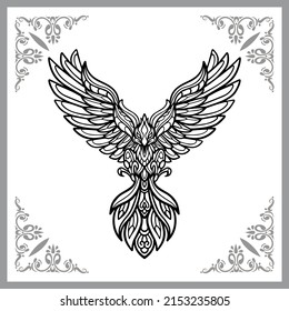 Phoenix bird zentangle arts isolated on white background