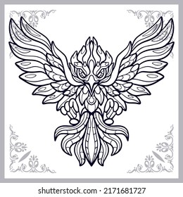 Phoenix bird zentangle arts. isolated on white background