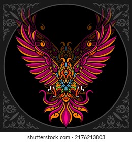 Phoenix bird zentangle arts. isolated on black background