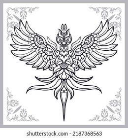 Phoenix bird zentangle arts isolated on white background