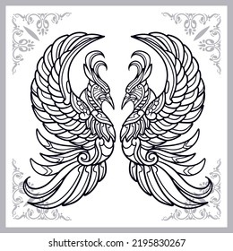 Phoenix bird zentangle arts isolated on white background