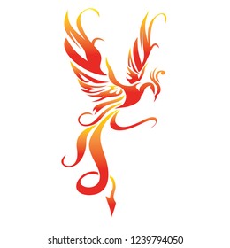 Phoenix birds vector illustration with fire colors, can use for branding or logo