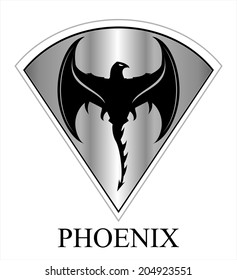 Phoenix. Black Phoenix with the Axe Wings over the metallic diamond