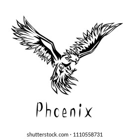 Phoenix black vector illustration isolated on a white background