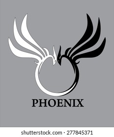 Phoenix black and white logo, sign,symbol