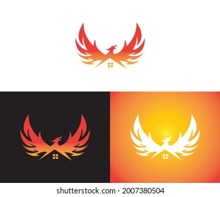 Phoenix and Building for Construction or Real Estate logo template with vector file