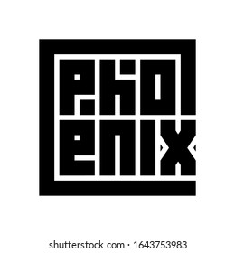 Phoenix Calligraphy Logo in black color and block code style