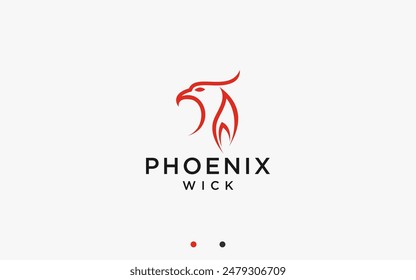 phoenix with candles logo design vector silhouette illustration