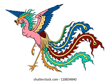phoenix chinese style on white background