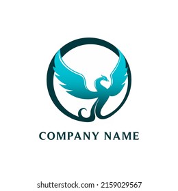 phoenix with circle element logo concept has a lasting bond of business or cooperation