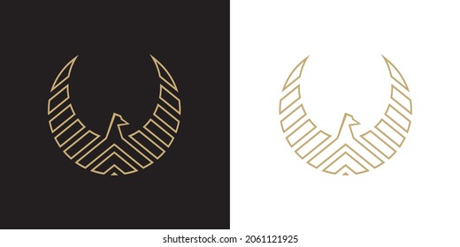 Phoenix circle mosaic logo design. Eagle falcon symbol