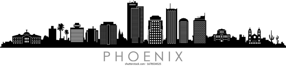 Phoenix City Arizona Skyline Silhouette Cityscape Vector